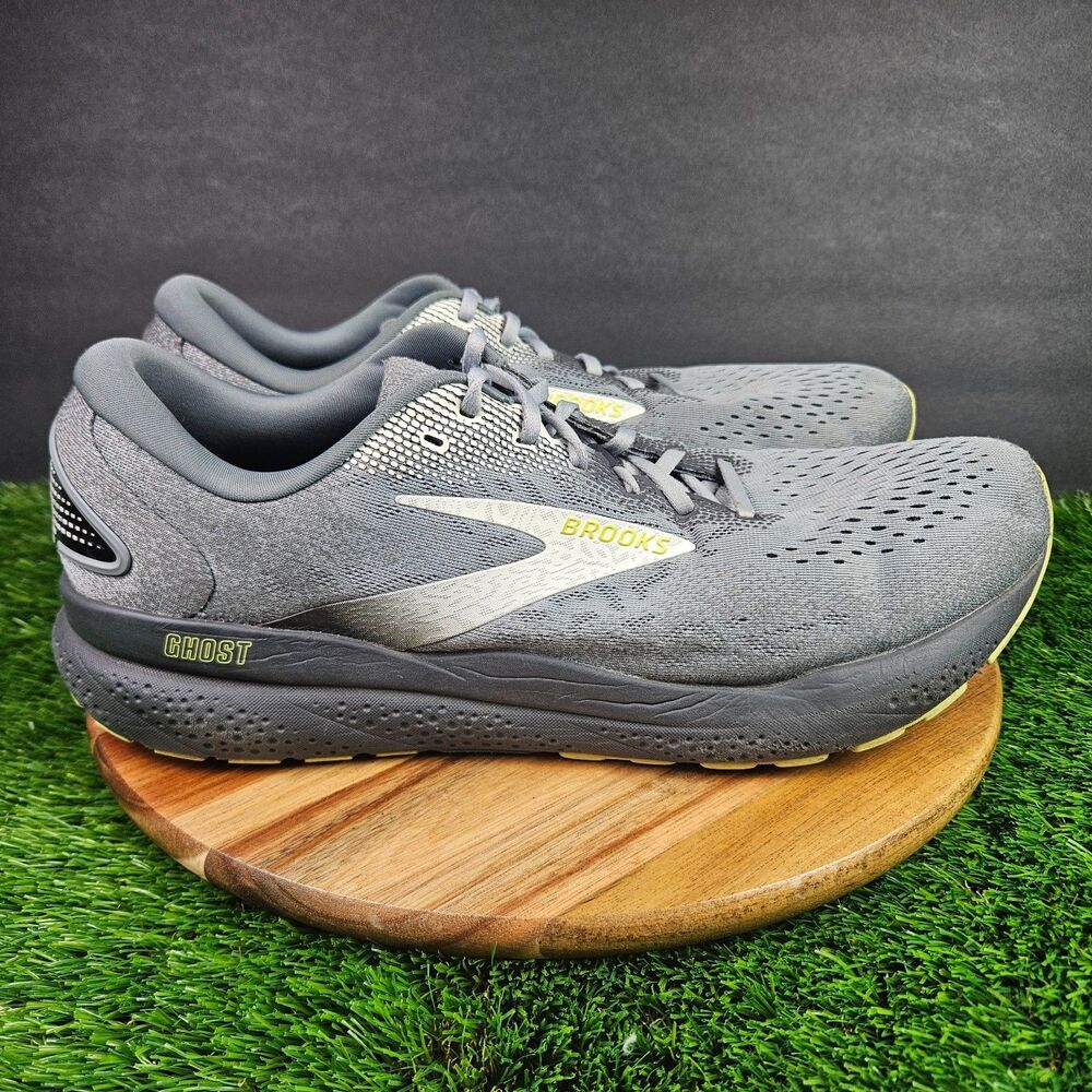 Brooks Ghost 16 Shoes Mens Size 14 D Gray Black Green Athletic Running Sneakers